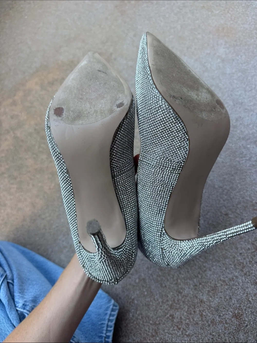 Steve Madden Daisie Silver Crystal Embellished Pointed-Toe Pump